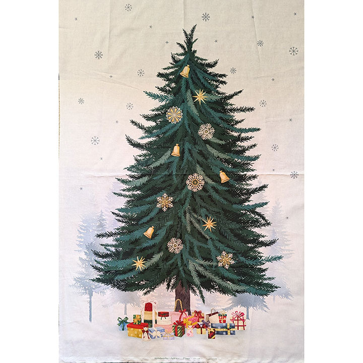 クリスマスプリントタペストリーパネル生地 ツリーインクジェットプリント シロ地 送料無料