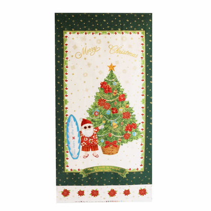 アロハクリスマス クリスマスツリーのタペストリー縁グリーン byキャシー中島 　送料無料