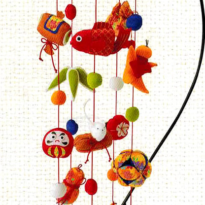 京ちりめん細工 つるし飾りキット つるし雛 キット 傘宝つるし飾り（黄色）つり台Ｌ・綿20g付き