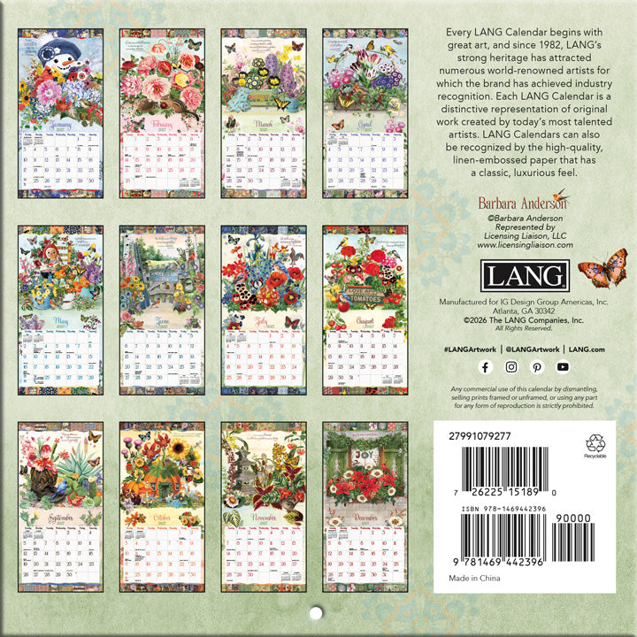 ラング（LANG）USA カレンダー 2027 ラングカレンダー GARDEN BOTANICALS（送料込み）
