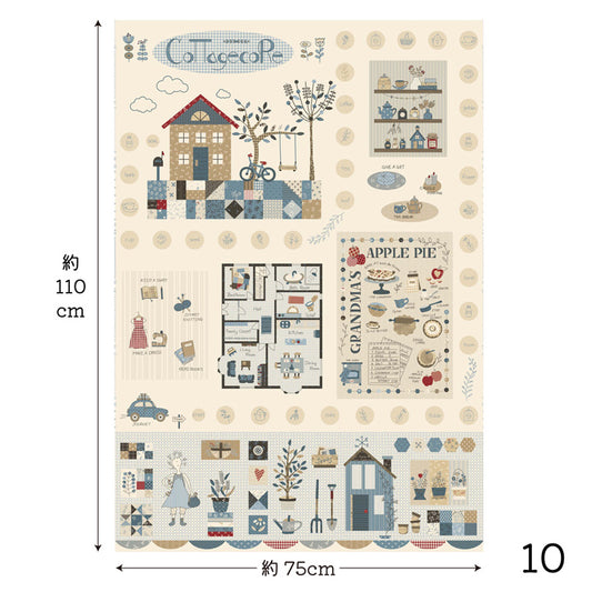 若山雅子 American Country 26th　パネル生地　ベージュ　designed by　Masako Makayama