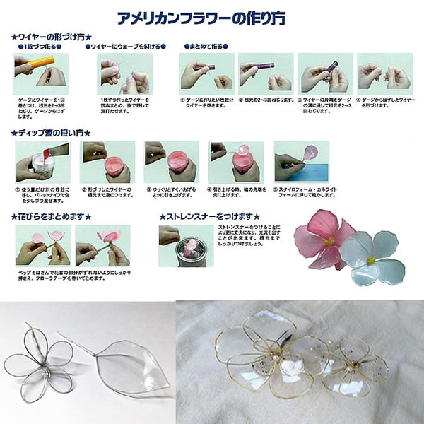 アメリカンフラワー マニキュアフラワー ディップ アート基本セット（ディップ液・ゲージパイプ・＃28ワイヤー金・3点セット）(可燃物のため　沖縄　及び　離島への発送はできません）