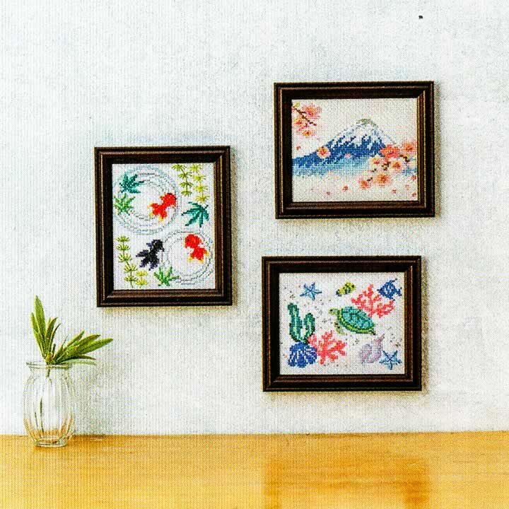 きらめく日本の季節＜クロスステッチ＞富士とお花見