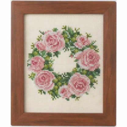 季節を彩るフラワーアレンジメント-バラのリース-コスモ-クロスステッチ-刺繍キット