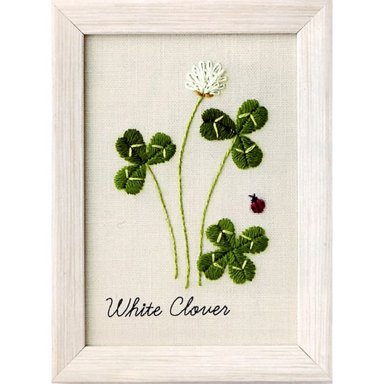 青木和子 刺繍キット 12か月の植物手帖 White Clover(シロツメクサ)