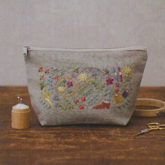 アトリエ ド ノラ 刺繍キット マチ付きファスナーポーチ　手仕事のひととき