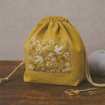 アトリエ ド ノラ 刺繍キット マチ付き巾着　あたたかな翼