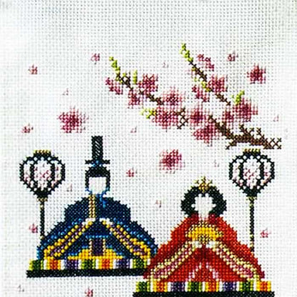 暮らしが華やぐ季節のたのしみ＜クロスステッチ＞　3月春風のひなまつり（送料込み）