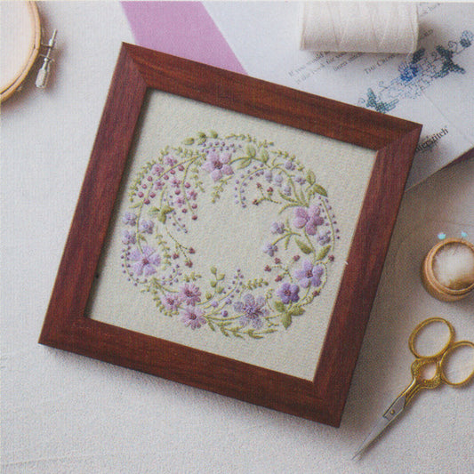 アトリエ ド ノラ 刺繍キット フレーム すみれ色のリース