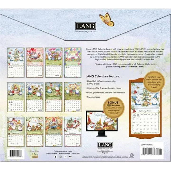 ラング(LANG)USA カレンダー 2027年 ラングカレンダー GNOME SWEET GNOME カントリーカレンダー（送料無料)