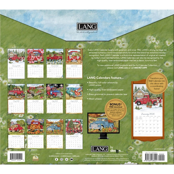 ラング(LANG)USA カレンダー 2026年 ラングカレンダー Truckin’alone トラッキングアローン カントリーカレンダー 　